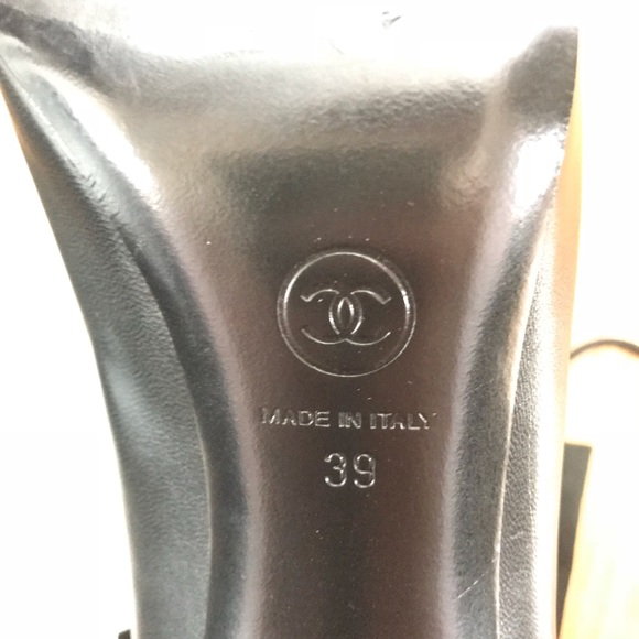 Chanel Black Leather Pumps Heels with Bow - Picture 4 of 8